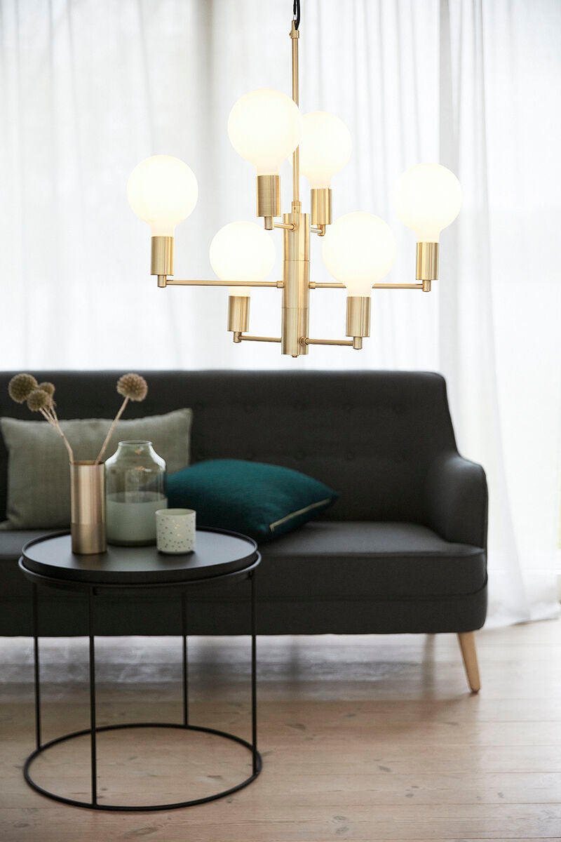 Balance Chandelier - White/Brass