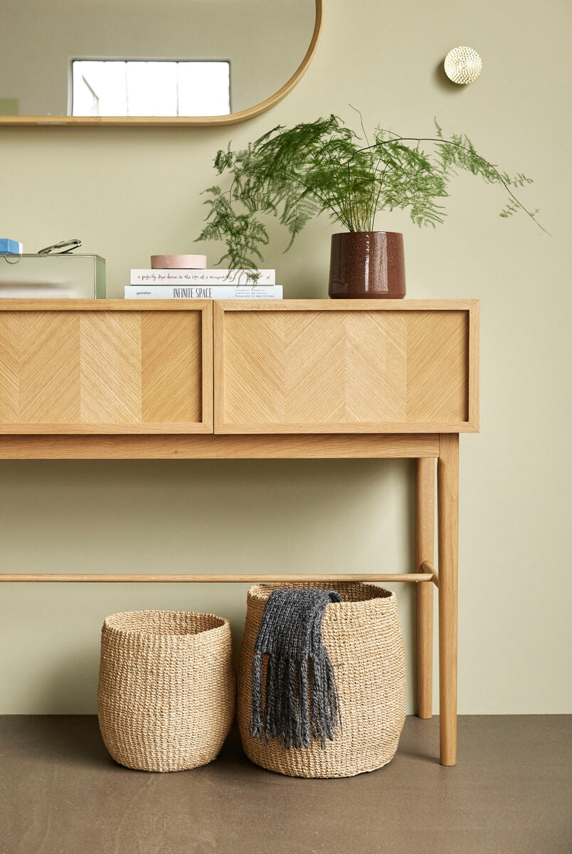 Herringbone Console Table Drawers - Natural