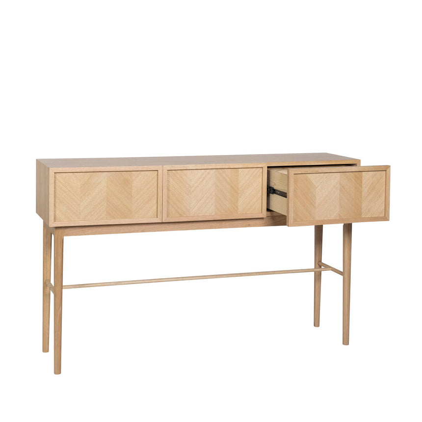 Herringbone Console Table Drawers - Natural