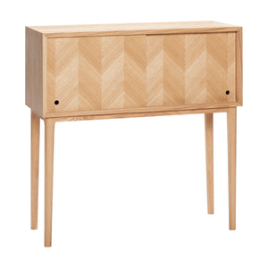 Herringbone Console Table Sliding Doors - Natural