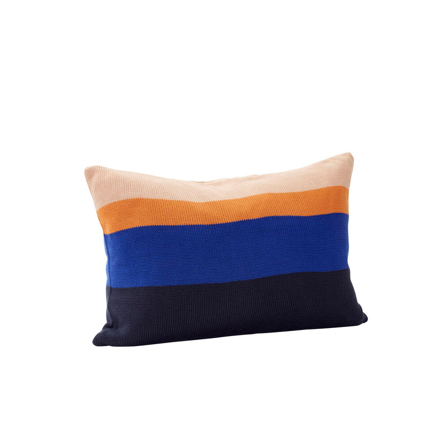 Line Knitted Cushion - Blue