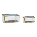 Ripple Glass Boxes (set of 2) - Brass