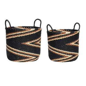 Zigzag Baskets (set of 2) - Black