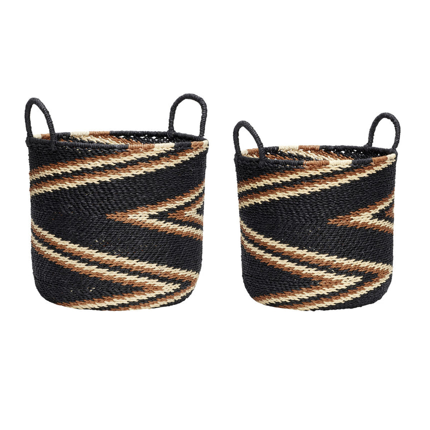 Zigzag Baskets (set of 2) - Black